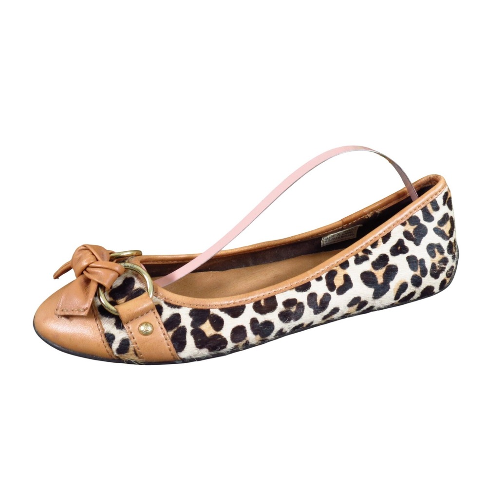 Sperry Top-Sider Leopard Women Ballet Flat 6 Casual Animal Print Calf Hair Tan